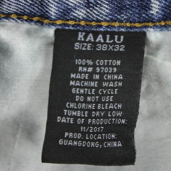 KAALU Distressed Acid Wash Jeans Mens 38x32 Blue Ripped Denim - Picture 8 of 11